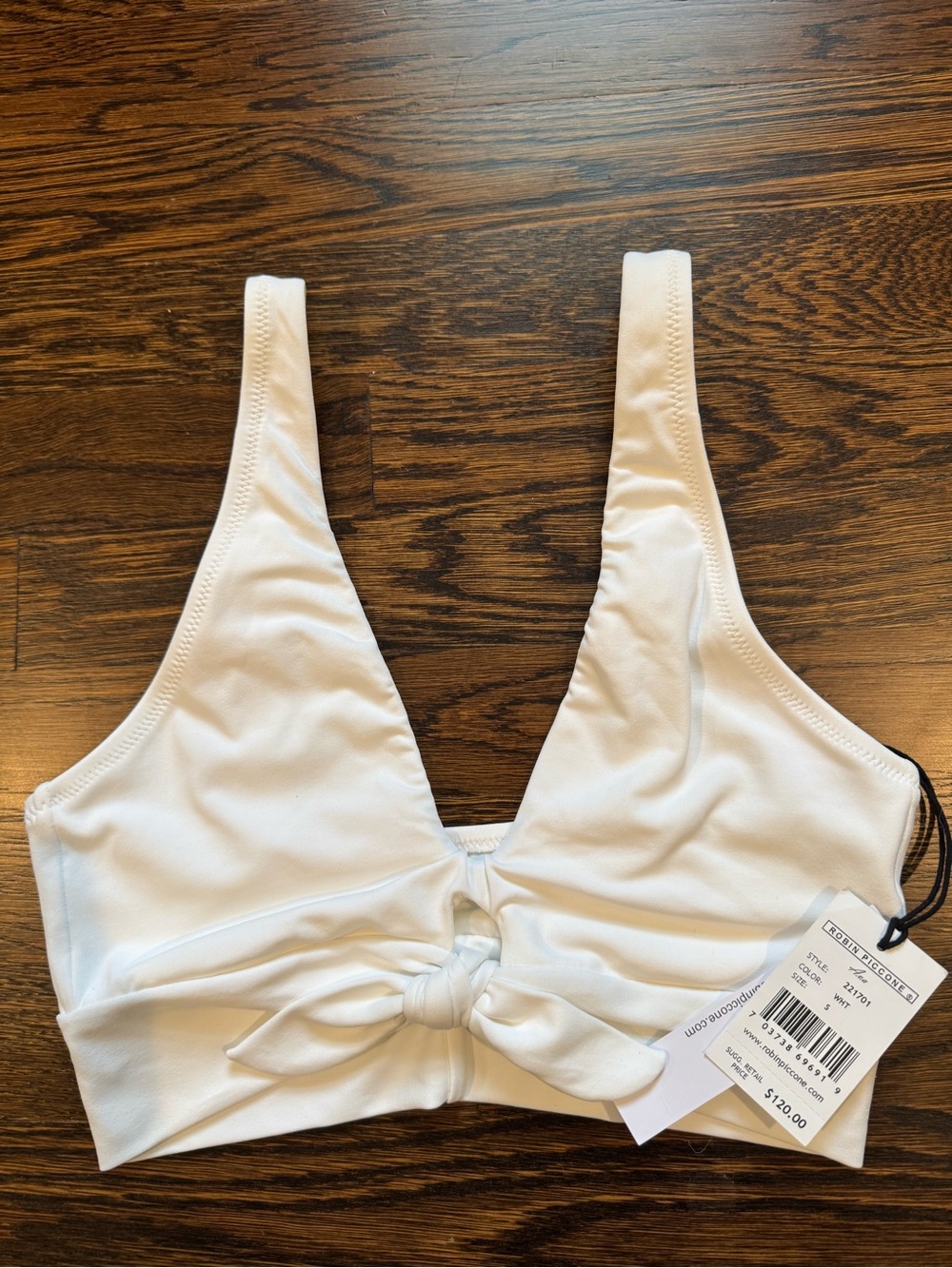Robin Piccone White Ava Knot Bikini Top